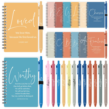 Kosiz 36 Sets Christian Gifts Bulk Inspirational Prayer Journals with Pens Gifts for Mother's Day A6 Spiral Bible Notebook Religious Gift for Women Men Church Members Bible Study Groups (Bright Color)