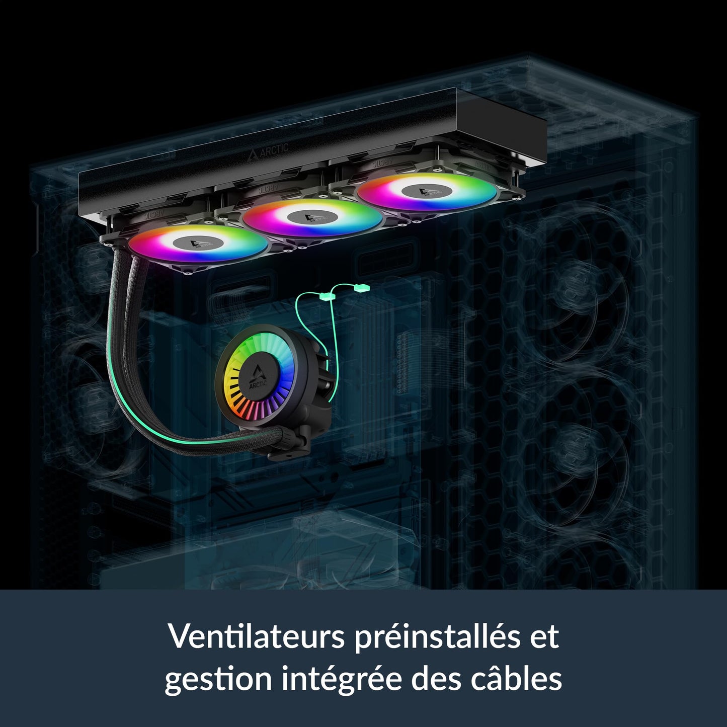 ARCTIC Liquid Freezer III Pro 360 A-RGB - AIO CPU Cooler, 3 x 120 mm Water Cooling, 38 mm Radiator, PWM Pump, VRM Fan, AMD AM5/AM4, Intel LGA1851/1700 Contact Frame - Black