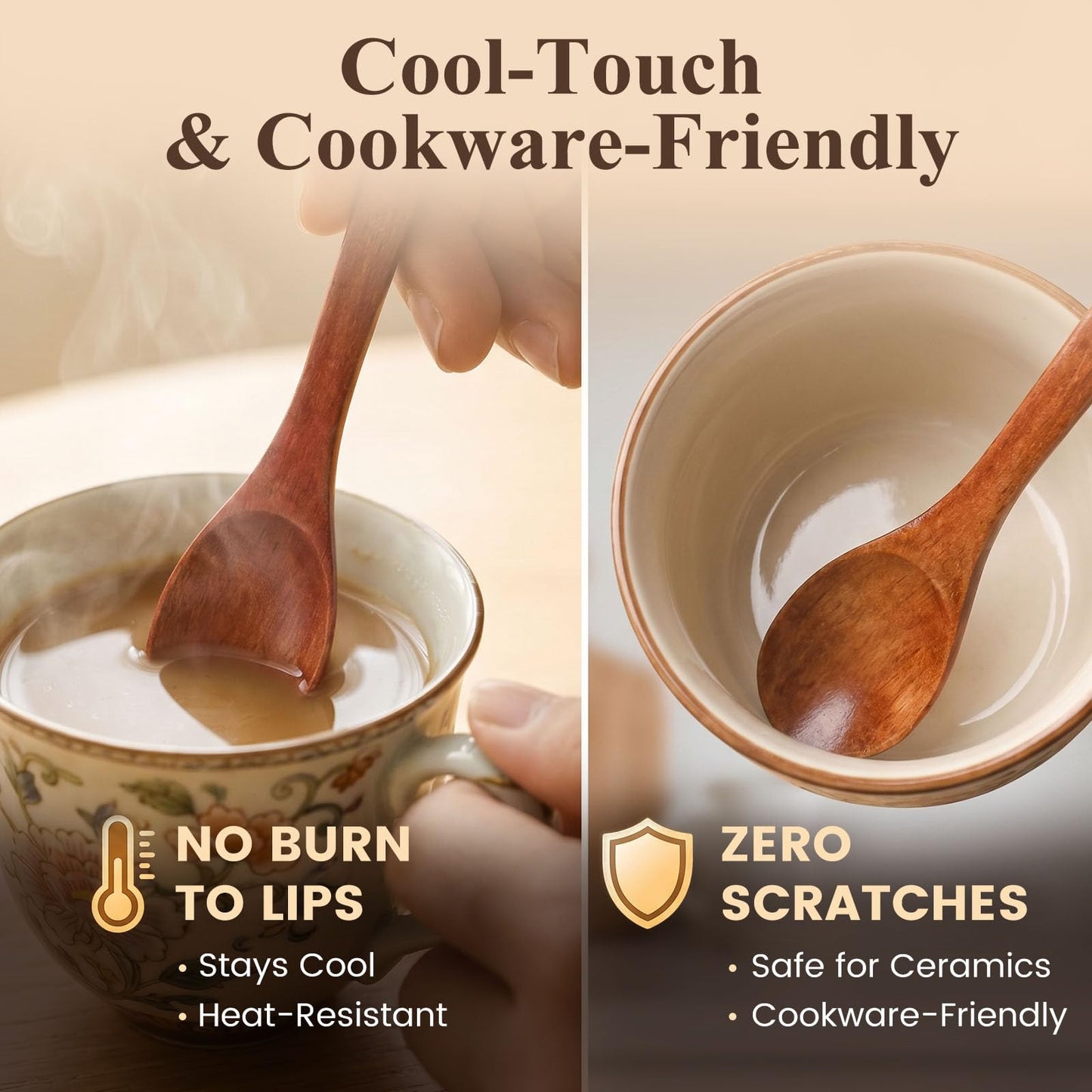 HANSGO 12PCS Small Wooden Spoons, 5 Inches Honey Spoon for Tea Coffee Jam Bath Sugar Salts Spices Condiment, Kitchen Stocking Stuffers (Dark Brown)