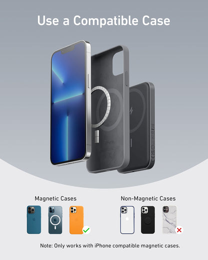 Anker Power Bank, 621 Magnetic Battery (MagGo), 5000mAh Magnetic Wireless Portable Charger with USB-C Cable, Only Compatible with iPhone 16/16 Plus/16 Pro/16 Pro Max, iPhone 15/14/13/12 Series