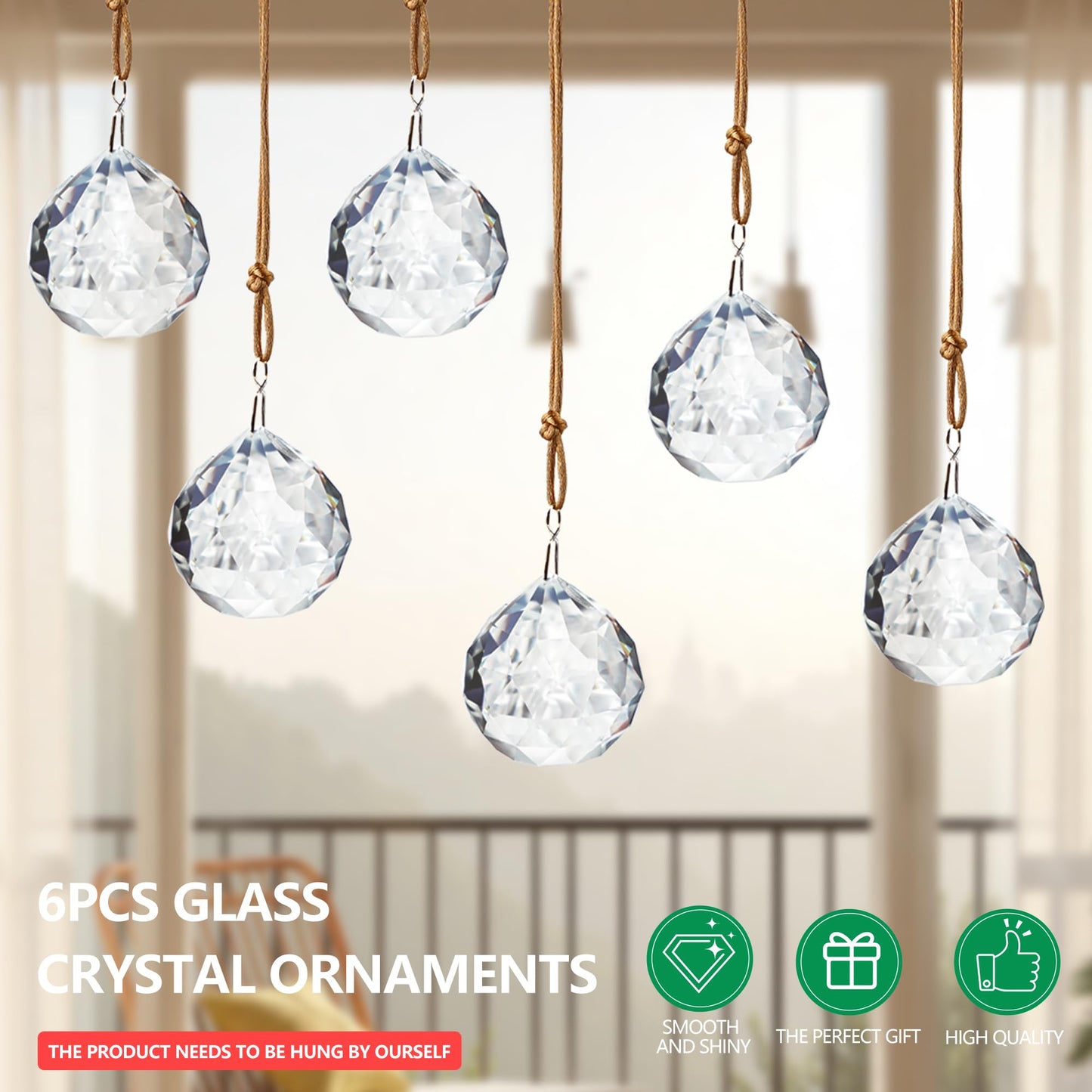 LOULIQIGIFT 40mm Crystal Ball Sun Catcher Prisms for Tree (6pcs)
