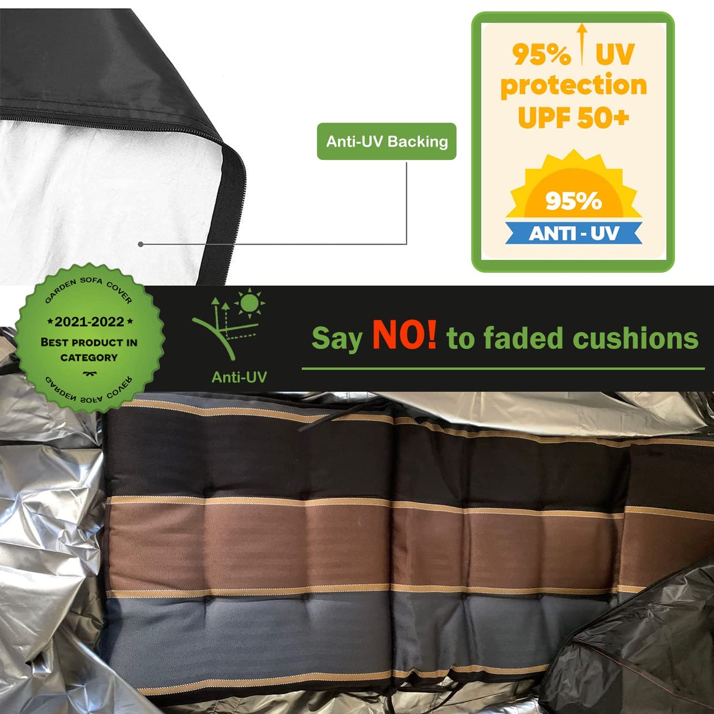 Enzeno Garden Furniture Cushion Storage Bag, 420D Oxford Fabric Waterproof, Anti-UV Heavy Duty Christmas Tree Storage Bag with Carry Handle and Zipper (175x75x55cm), Black