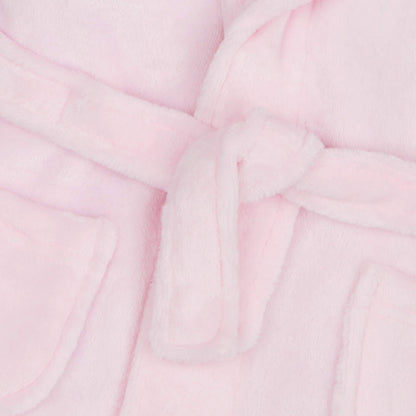 Gembroidery Personalised Baby Bathrobe Hooded Fleece Dressing Gown Super Soft Gifts Bath Robe For Boys Girls Cute Teddy Ears (0-6 Pink)