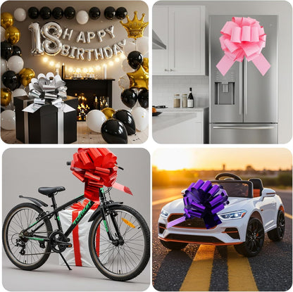TONIFUL 12 Inch Red Large Pull Bow Giant Big Valentine Bow for Gift Wrapping, Car, Bikes, Big Toys, Applicants, Front Door Decor, Large Gift Wrap, Christmas Tree & Outdoor Decoration