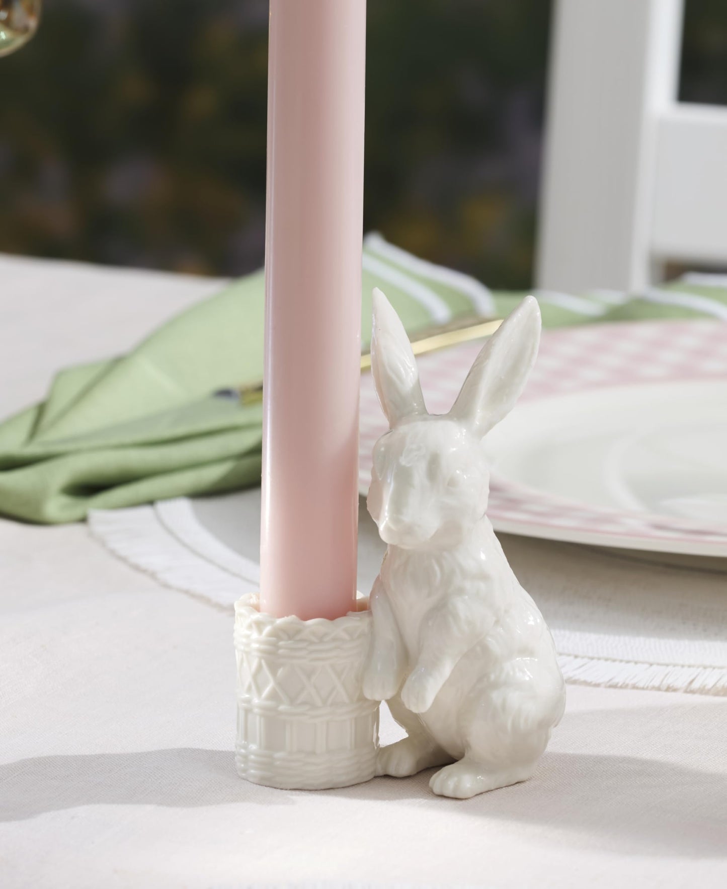 Lenox 897943 Wicker Creek Bunny Candle Holders, Set of 2, Easter Home Decor