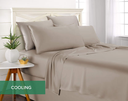Pure Bamboo King Sheets, Genuine 100% Organic Viscose Derived from Bamboo Bed Sheet Set, Luxuriously Soft & Cooling, Double Stitching, 2 Year Quality Promise (King, Sand)