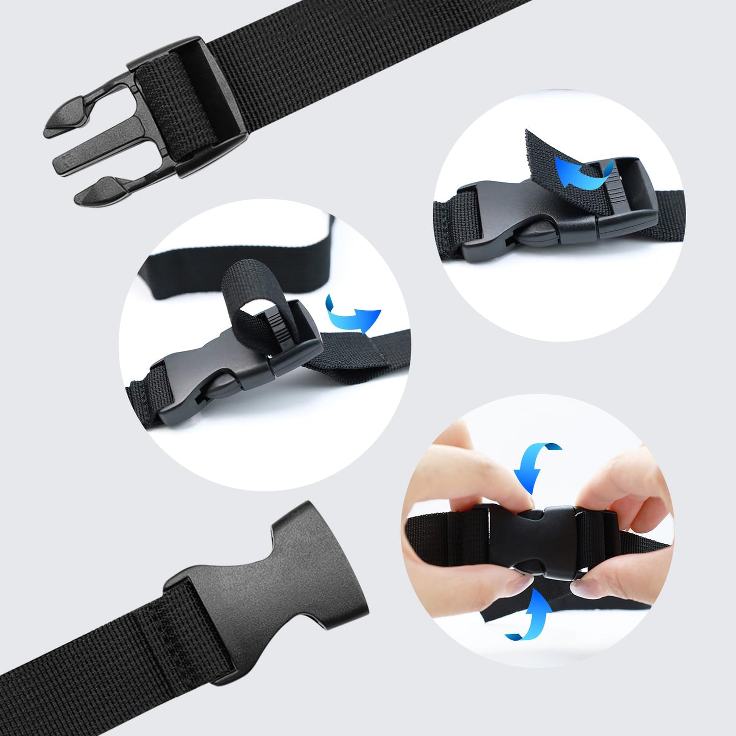 S SYDIEN 5Pcs Black Nylon Strap 1" x 47" (3.9ft) Buckle Straps with Quick Release Adjustable Straps with Buckles, Tie Down Strap for Backpacking, Outdoor Activities
