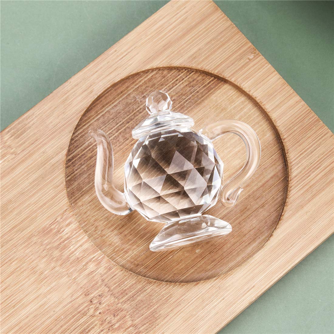 H&D HYALINE & DORA Crystal Teapot Figurine Chinese Collection Ornament Home Office Decor 1.7-Inch