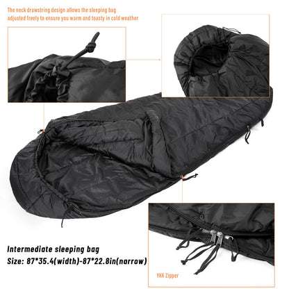MT Army Military Modular Sleeping Bags System, Multi Layered with Bivy Cover for All Season
