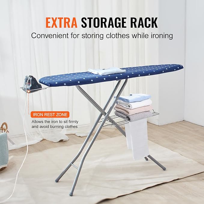 VEVOR Ironing Board with Bottom Storage Tray, Thickened 4 Layers Iron Board