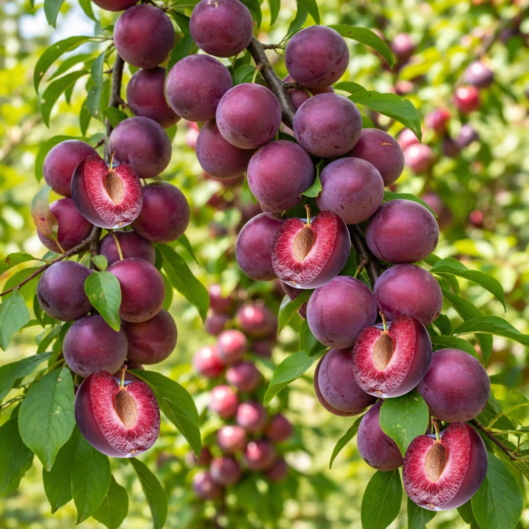 Live Red Plum Fruit Tree, Sweet Fruit Tree, 3 Feet Tall in 3 Gallon Pot, Ready for Outdoor Planting, No Ship to CA