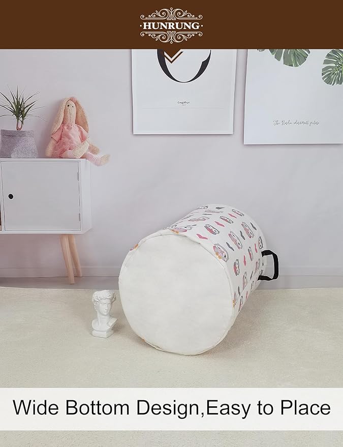 HUNRUNG Laundry Hamper, Large Canvas Fabric Lightweight Storage Basket Toy