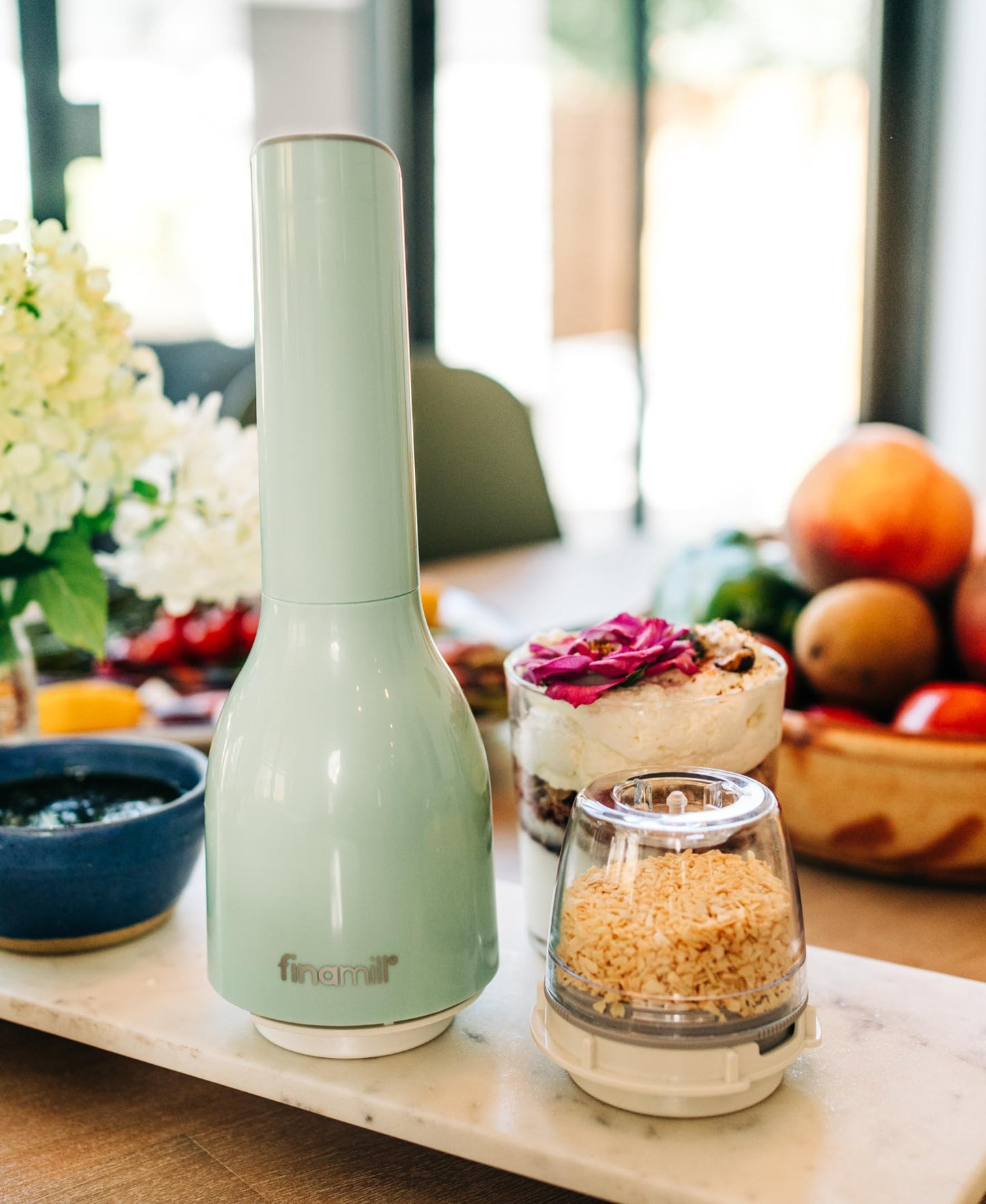 FinaMill Classic Battery Spice Mill – Battery Operated Salt and Pepper Grinder Set, Includes 2 Interchangeable Spice Pods, Adjustable Coarseness, LED Light, Home and Kitchen Gift Set for Father's Day