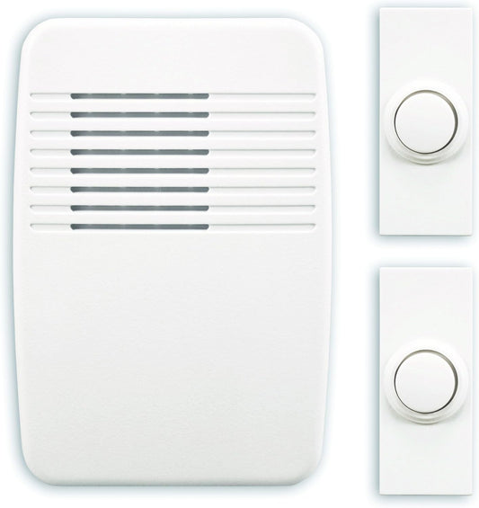 Heath/Zenith SL-6167-C Heath Zenith Wireless Plug-In Door Chime Kit with 2 Push Buttons, White
