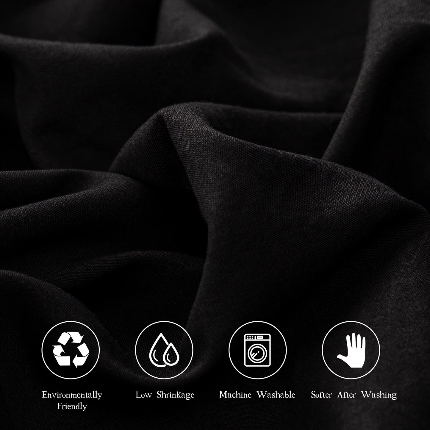 4 Piece Bed Sheet Set (Queen,Black) 1 Flat Sheet,1 Fitted Sheet and 2 Pillow Cases,Brushed Microfiber Luxury Bedding with Deep Pockets