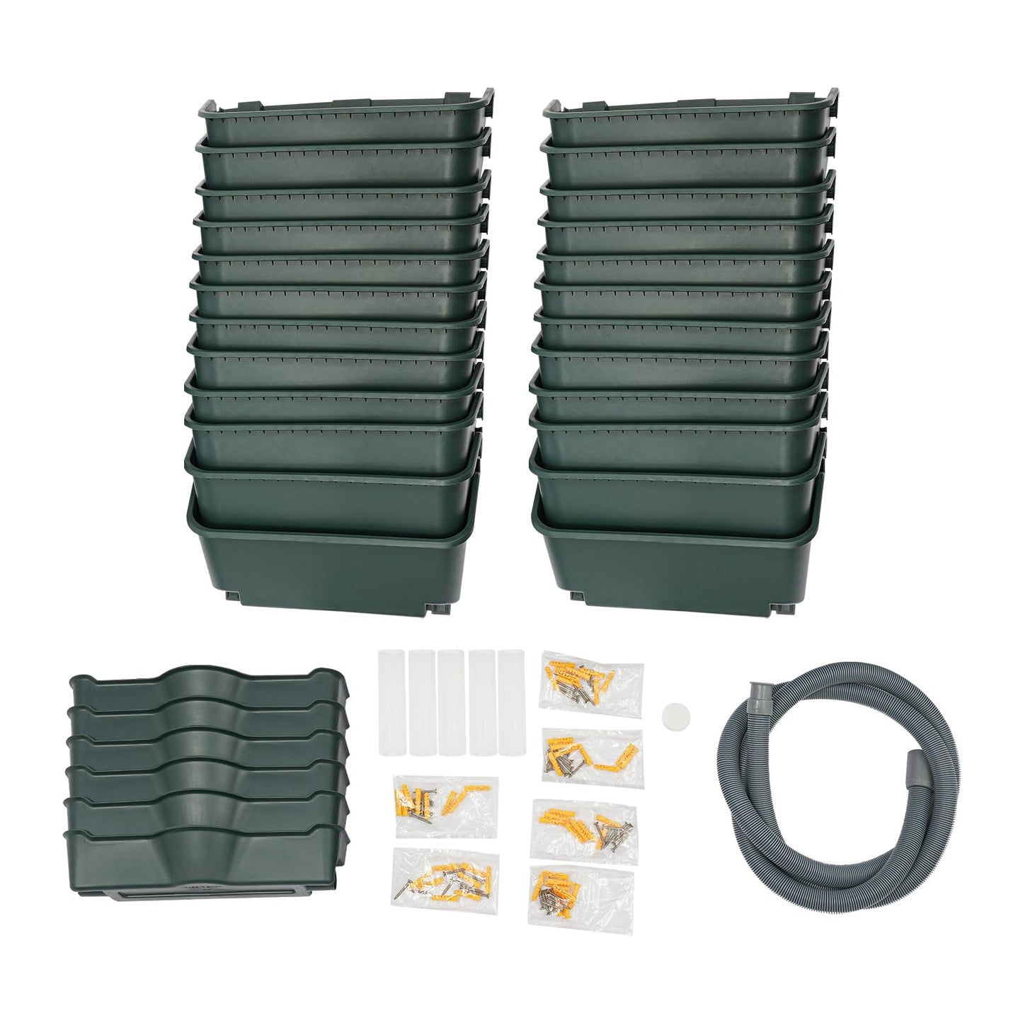 24 Pack Hanging Vertical Wall Planter,12.99inch Wall Mounted Planter for Patio Outdoor Decor,Home Army Green Plastic Pot Balcony Plant Vegetable Fruit Herb Hanging Pocket Holder Flowerpot (Army Green)