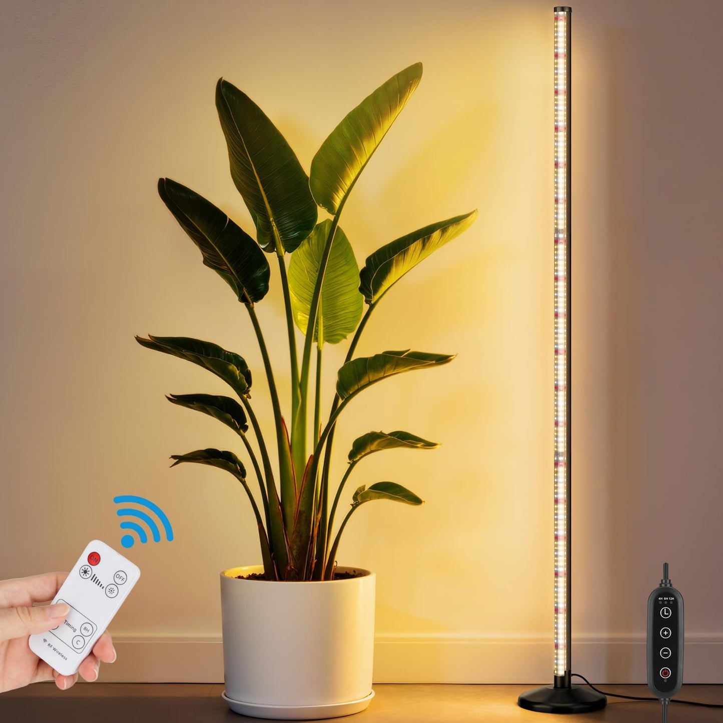 BlumWay 65 Inch Grow Lights for Indoor Plants,36W,660nm+3000K+6000K, 336 LEDs Full Spectrum LED Standing Plant Lights with 2 Timers and 10 Level Dimming Detachable Plant Growing Lamps for Greenhouse