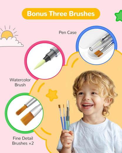 TECJOE Paint with Water Coloring Books for Toddlers, A to Z 26 Pages Animal Watercolor Paint Set with 3 Brushes, Mess Free Painting Activity for Kids Ages 4 5 6 7 8, Christmas Gifts Arts & Crafts Toy