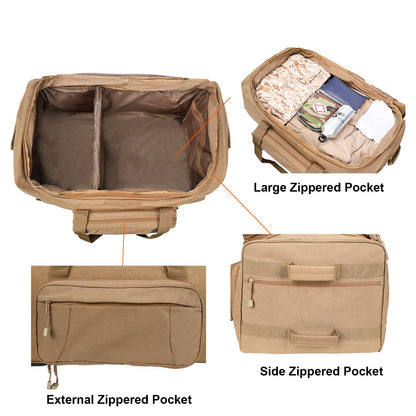 Military Wheeled Deployment Bag Large Tactical Heavy Duty Duffel Bag for Camping Hiking (Tan)
