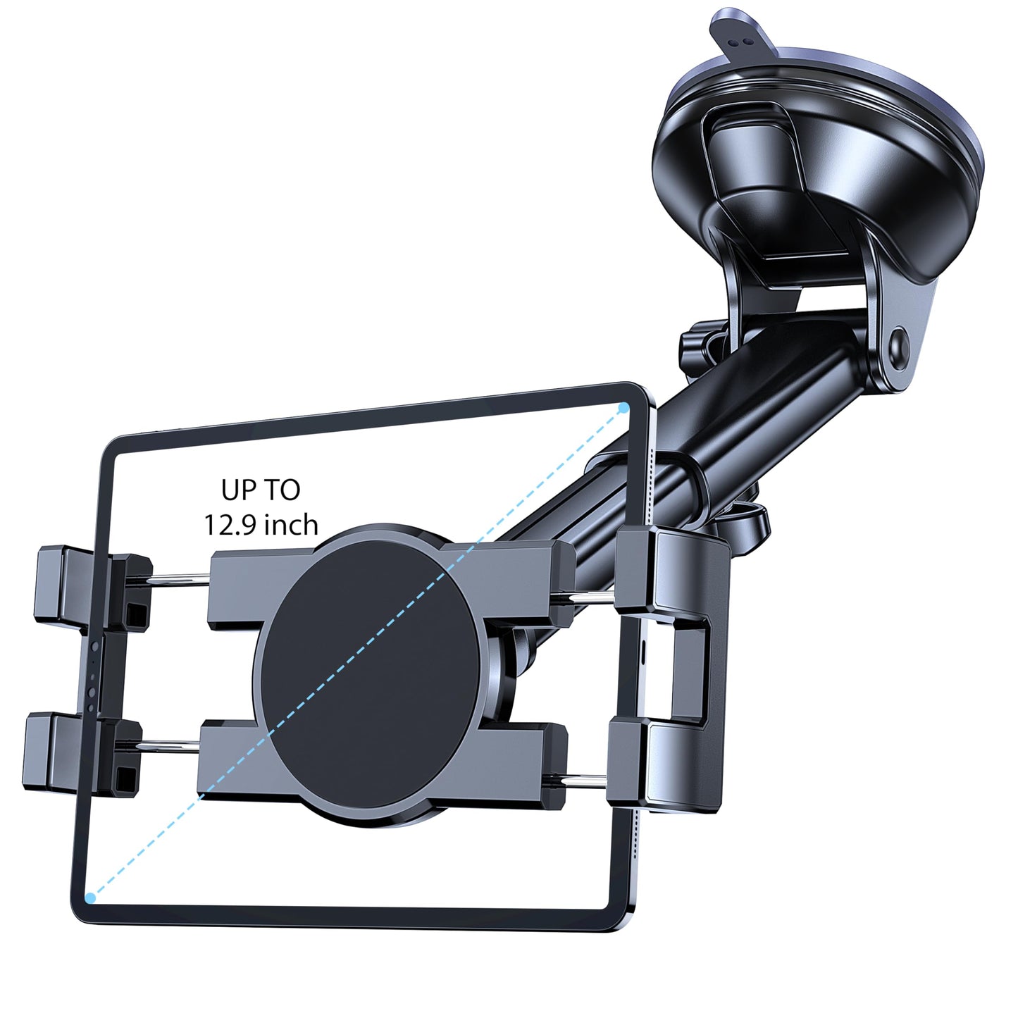 Tablet Holder for Car iPad Holder for Car【Windshield+Dash】Suction Cup ipad Mount for Truck Stand【360° 】Tablet Car Mount soporte de telefono para carro for All 4.7"-12.9" Apple iPad Samsung Galaxy Tab
