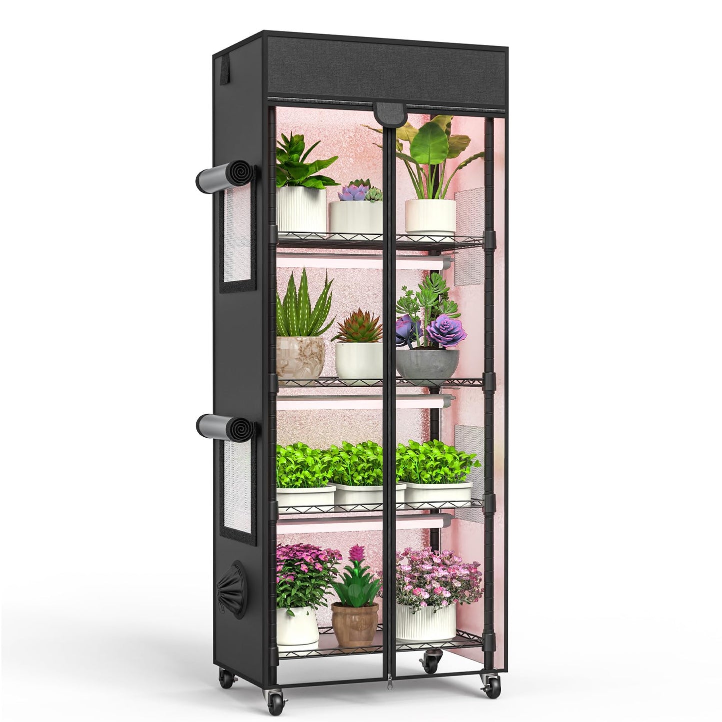 sagrynfp Indoor Greenhouse with Grow Light, 5 Tier 23.2" L×13.3" W×61.3" H Indoor Green House, with 96W Full Spectrum Growing Lamps，Metal Indoor Greenhouse for Seed Starting