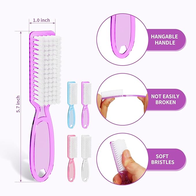 12 Pcs Handle Grip Cleaning Brushes, Hand Fingernail Nail Scrub Manicure Brush