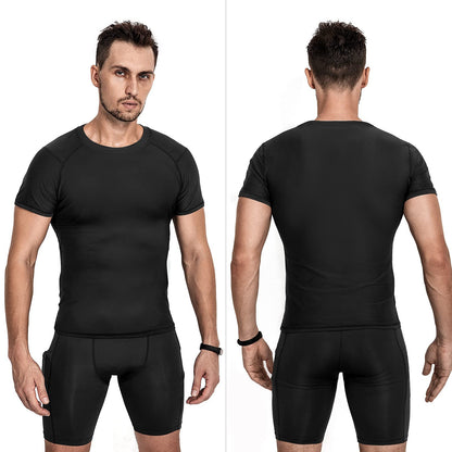 Niksa 3 Pack Compression Tops for Men Short Sleeve Mens Running Top Mesh Design Quick Dry Base Layer Top for Gym Sports Fitness Workout Cycling,Training, Black/Gray/Navy,M