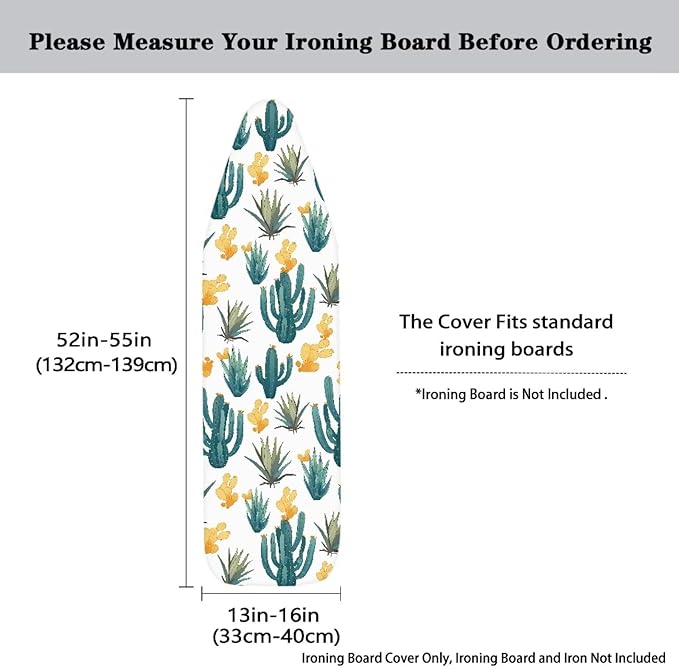 Cactus Ironing Board Cover and Padding 15 x 54 Non-Slip Ironing Board