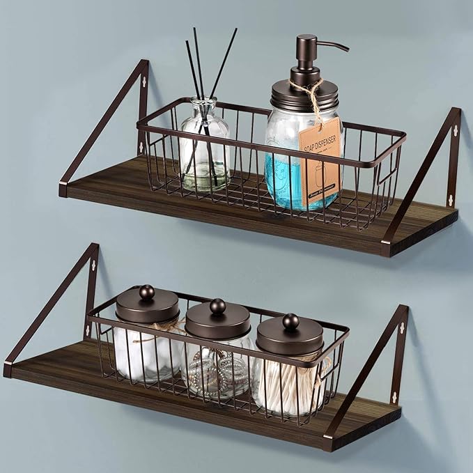 SheeChung Farmhouse Decor Metal Wire Bathroom Storage Organizer Basket Bins