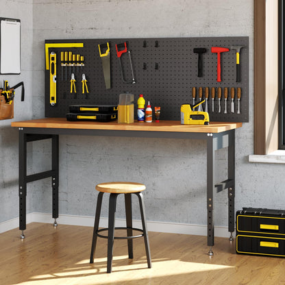 GarveeTech 48" Adjustable Height Garage Workbench, GarveeTech Max. 2000 LBS Capacity Solid Wood Work Bench Table, Heavy Duty Work Station for Garage, Shop, Home, Office