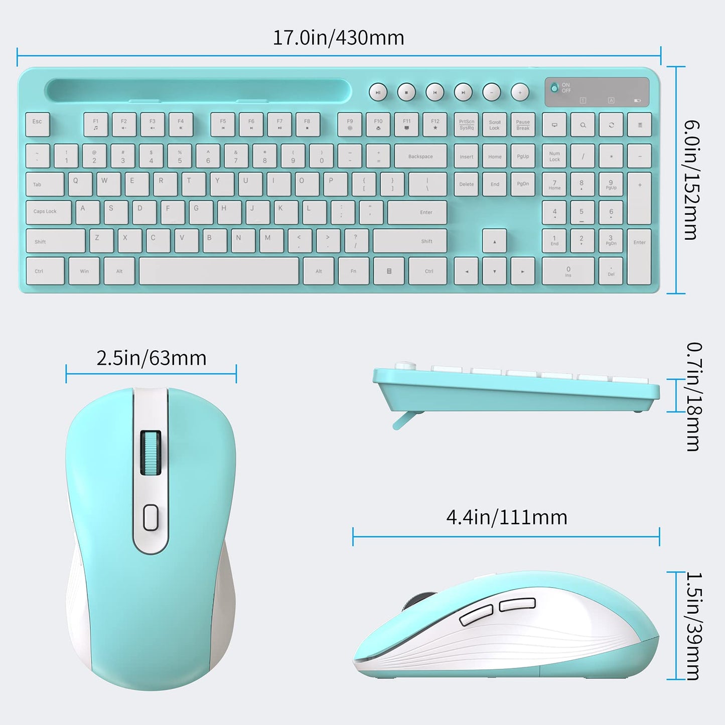 Wireless Keyboard and Mouse Combo, MARVO 2.4G Ergonomic Wireless Computer Keyboard with Phone Tablet Holder, Silent Mouse with 6 Button, Compatible with MacBook, Windows (Black)