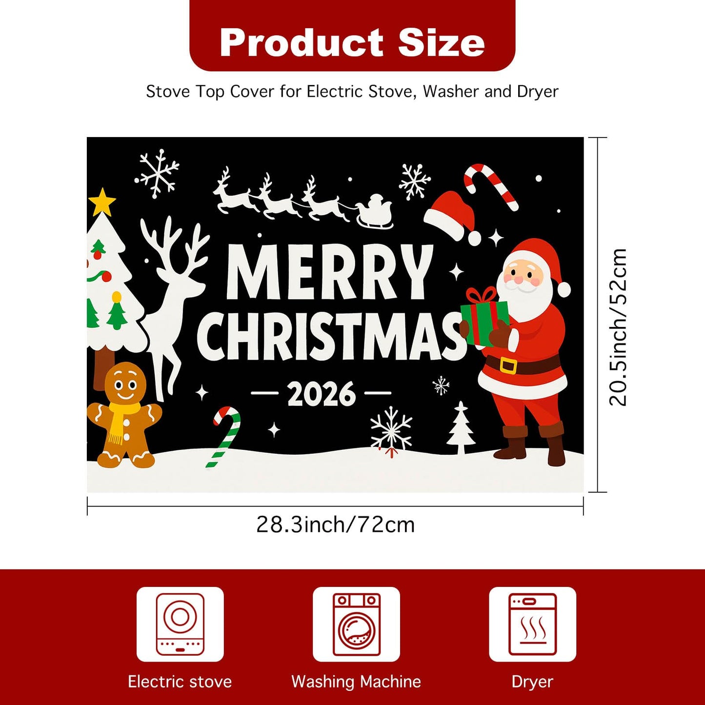 HOMETITUTE Nativity Scene Stove Top Cover 28x20 Inch Glass Top Protector Christmas Religious Kitchen Counter Mat Heat Resistant Silicone Cooktop Cover Holiday Decoration