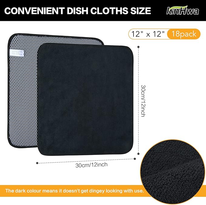 KinHwa Kitchen Washcloths for Dishes Absorbent Microfiber Dish Cloths Quick Dry