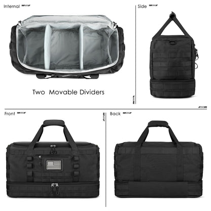 ETRONIK Gym Bag for Men Women, Carry on Luggage 22x14x9 Airline Approved, Tactical Travel Duffle Bag with Toiletry Bag and Shoe Compartment, Weekender Overnight with Wet Pocket for Workout, Black