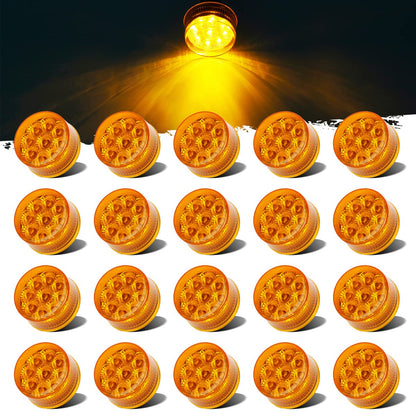 Partsam 20Pcs 2" Inch Round Trailer Led Side Marker + 1Pcs 2 Prong Continuous Wire Harness Roll