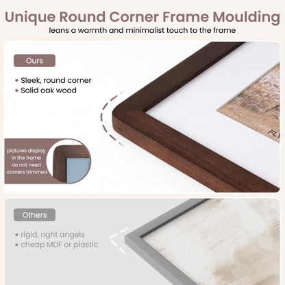FLYJOE 4x6 Picture Frame - Solid Walnut Wood Frame 4x6 with Mat for 3.5x5, 4''x6''Photo Frame,Tabletop and Wall Display, Hanging Hardware Included, 4 By 6 Picture Frame Wood, Natural Walnut