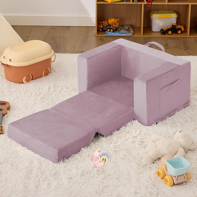 Kids Couch, 2-in-1 Toddler Chair Comfy 1-3 Years, Convertible Kids Chair