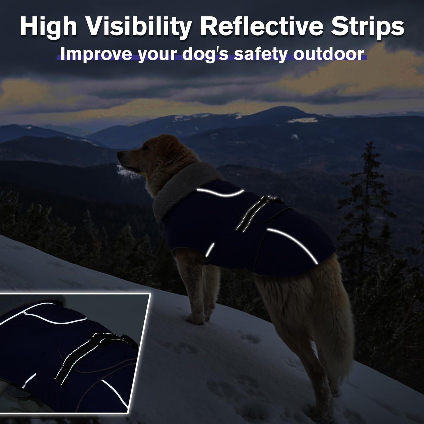 Lelepet Warm Coats and Jackets for Dogs, Waterproof Winter Dog Coat for Cold Weather, Reflective Dog Puffer Jacket, Fleece Lining Pet Coat with Harness Hole for Large Dogs, ArmyGreen XL