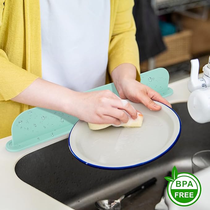 19.29 inch Kitchen Sink Splash Guard, Silicone Sink Baffle Splash Guard