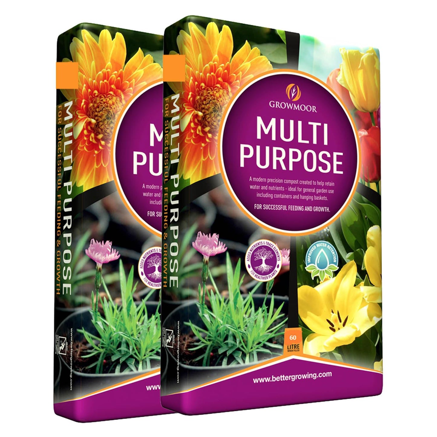 CB FUELS 2 X 60L GROWMOOR MULTI-PURPOSE COMPOST