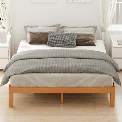 Sweetcrispy Queen Wood Platform Bed Frame, Solid 1000LBS Heavy Duty Bed Base with Wooden Slat Support, Sturdy, Stylish & Noise-Free Design, No Box Spring Needed, 12IN Natural Pine