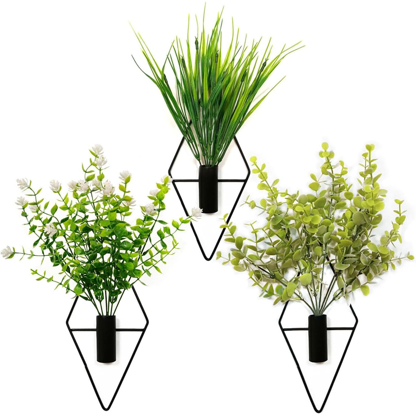 OrgMemory 3 Pack Wall Planters with Artificial Plants, Hanging Planter Vase Hanging Vases for Boho Home Decor, Wall Planters for Indoor Plants