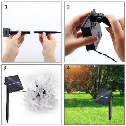 Solar Dragonfly String Light 30LED 21ft Garden Stake Lights Waterproof Outdoor Twinkle Fairy Lights with 8 Lighting Modes for Trees, Patio, Fence Christmas Decor (Warm White)
