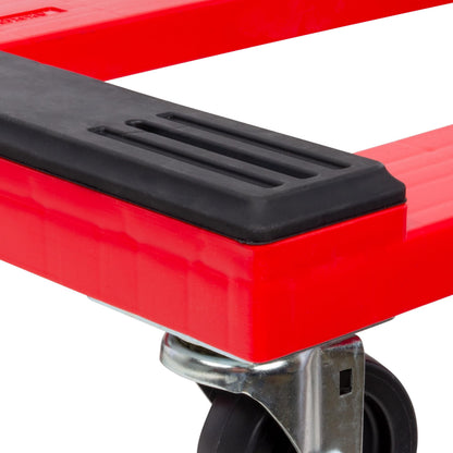 Akro-Mils RMD3018RC4PAR Plastic 4-Wheel Furniture Dolly with Steel-Reinforced Frame and 4-Inch 4-Way Swivel Casters, 1200 Lbs Capacity, 18-Inch x 30-Inch, Red