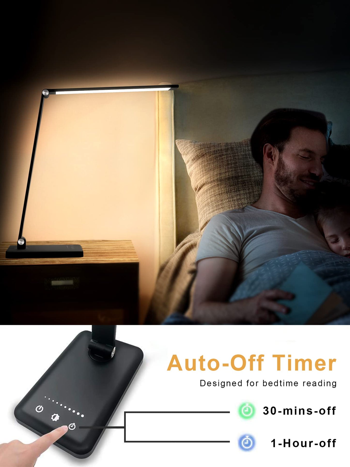 LENDOO LED Desk Lamp with USB-C Charging, Super Wide & Bright, 5 Color Modes X 10 Brightness Levels,Desk Light for Home Office