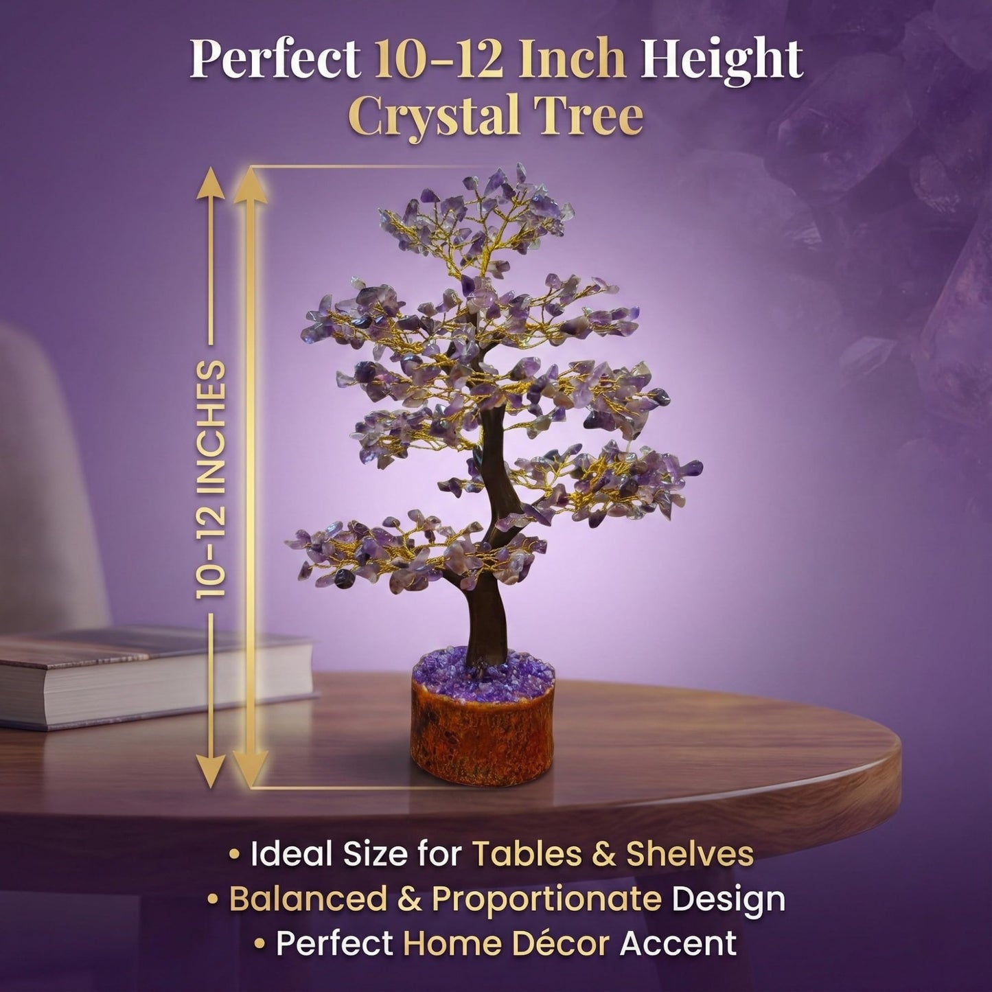 DK trades® Amethyst Chakra Natural Healing Gemstone Crystal Bonsai Fortune Money Tree for Good Luck, Wealth & Home Office Kitchen Decor Ideal Gift 300 (Amethyst, 300 Beads)