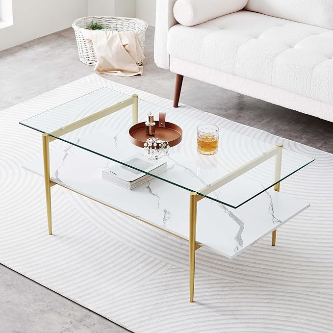 LumFurn Rectangle Coffee Table for Living Room, Mid-Century Modern Design