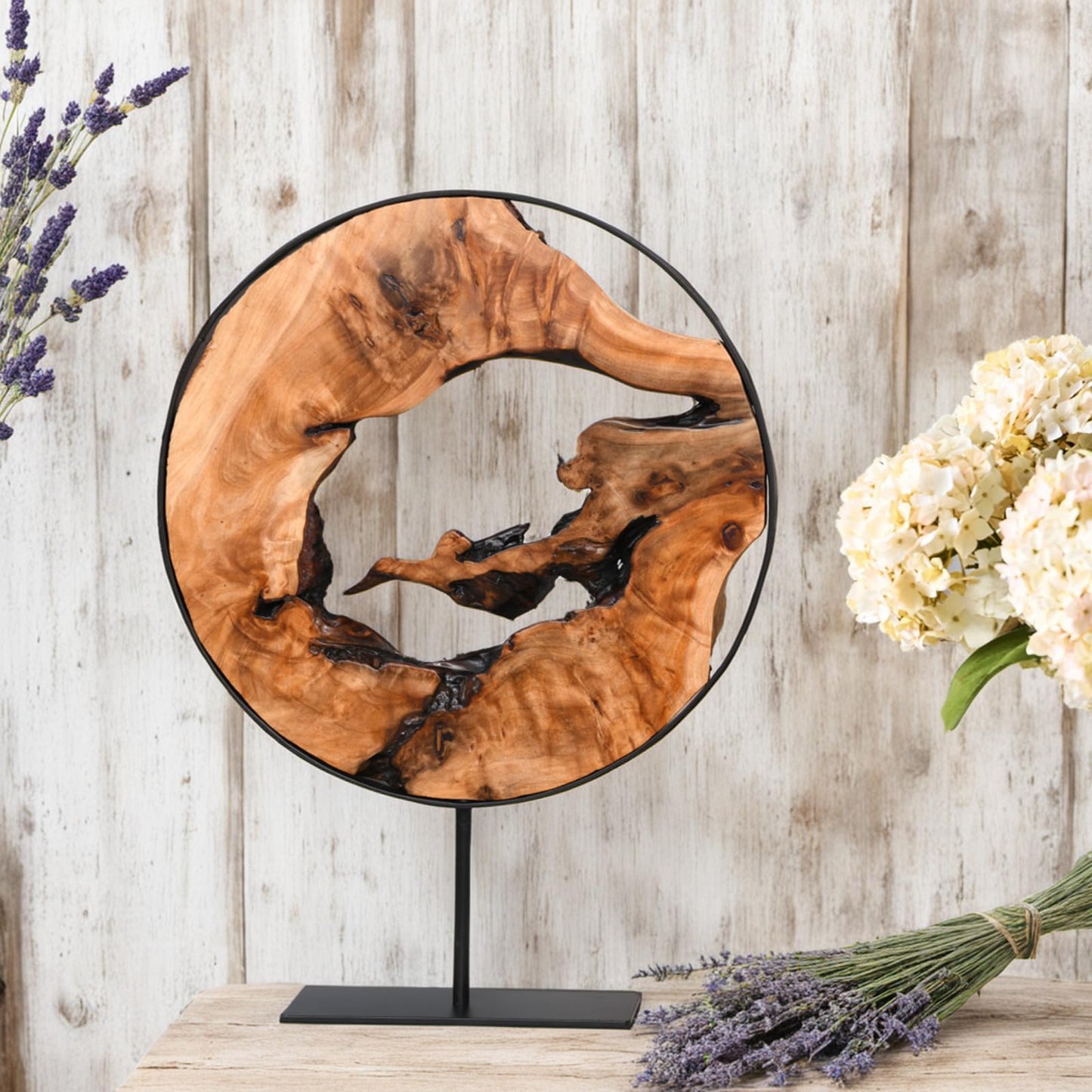 WELLAND Cedar Wood Sculpture, Natural Tabletop Decor Accent