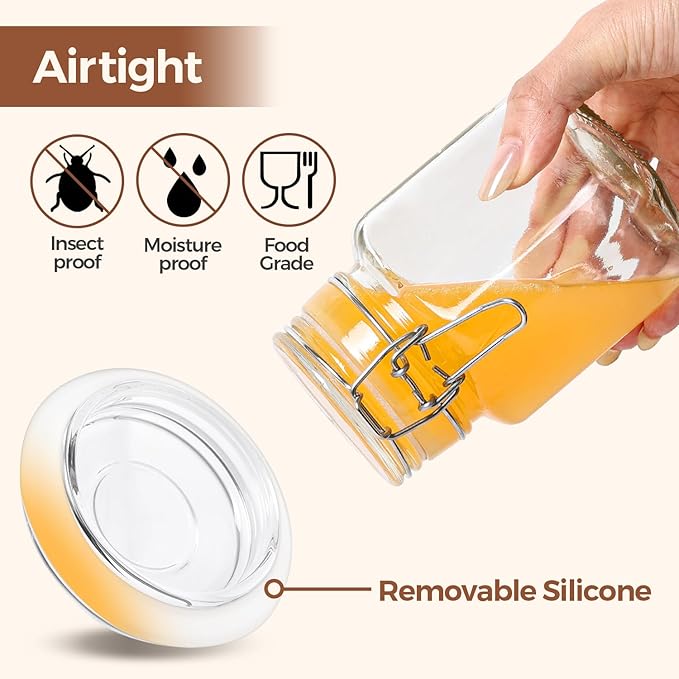 ComSaf Small Glass Jars with Airtight Lid Set of 12, Spice Jars 8 oz, Mason Jar