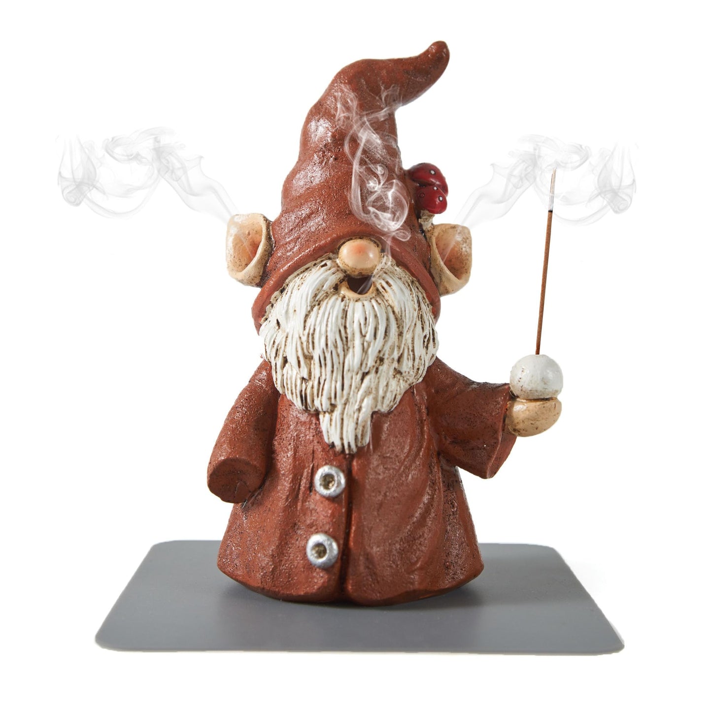 Cacukap Incense Holder for Sticks, Cute Gnome Statue Incense Cone Burner Ornaments, Adorable Gnome Home Decoration, Unique Gnome Stocking Stuffers for Women Men